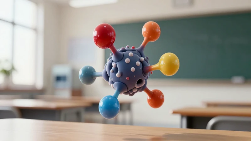 Molécula compleja sobre escritorio educativo moderno