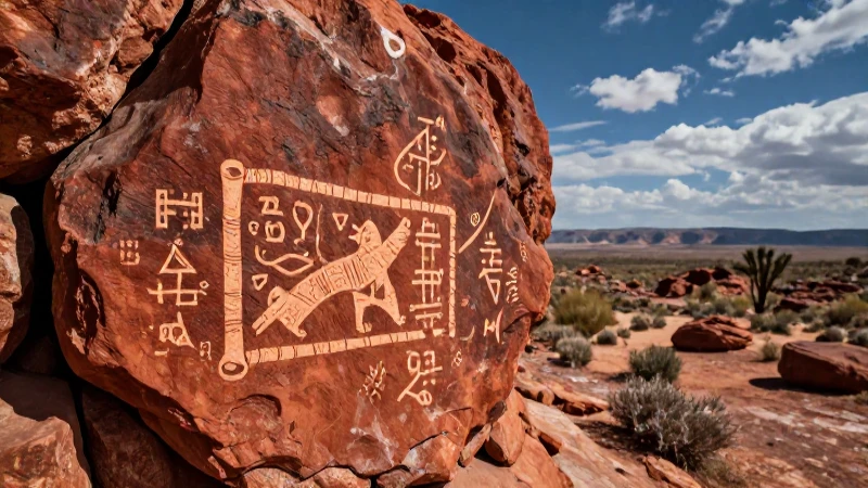 Grabado petroglifo vibrante en el desierto mexicano