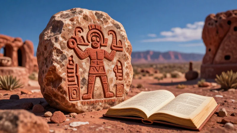 Ilustración digital de un petroglifo en el desierto mexicano