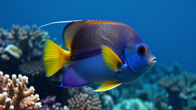 Pez Ceratias: Descubre su Asombroso Mundo y Hábitos 2 Peces coloridos en arrecife tropical azul vibrante