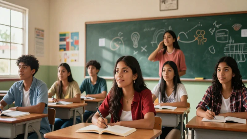 La nueva escuela mexicana: innovación y calidad educativa 4 Estudiantes entusiastas en aula mexicana vibrante