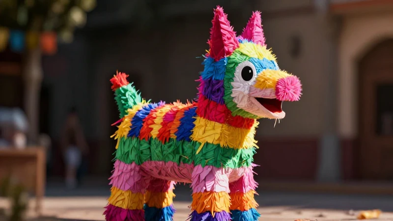 Piñata: Origen, definición y concepto en la tradición 3 Piñata mexicana color vibrante, arte profesional y ultra realista