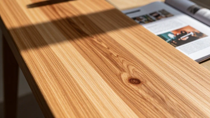 Madera de pino pulida con luz natural cinematográfica
