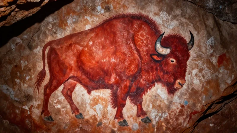Arte ancestral: bisonte en pintura rupestre