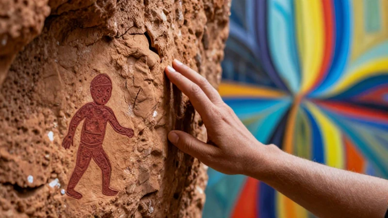 Arte rupestre y moderno en un impacto visual vibrante