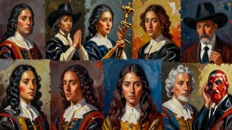 Pinturas históricas vibrantes con iluminación dramática
