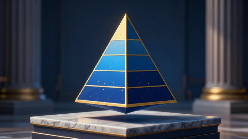 Pirámide legal de Kelsen en estilo geométrico y dramático