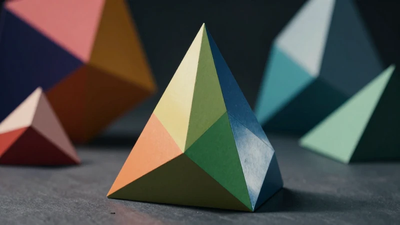 Pirámide triangular detallada y vista geométrica
