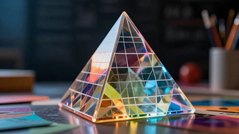 Pirámide geométrica vibrante con enfoque educativo
