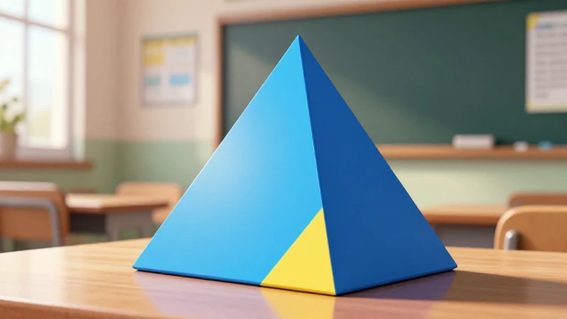 Pirámide triangular 3D, diseño educativo vibrante