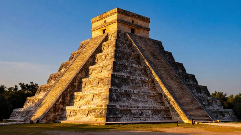 Pirámides majestosas en México bajo una luz dorada