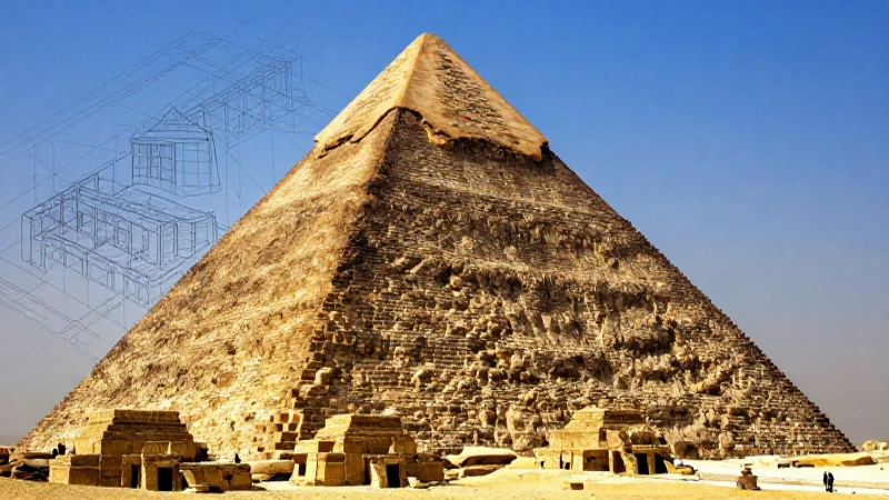 Pirámide detallada con planos arquitectónicos