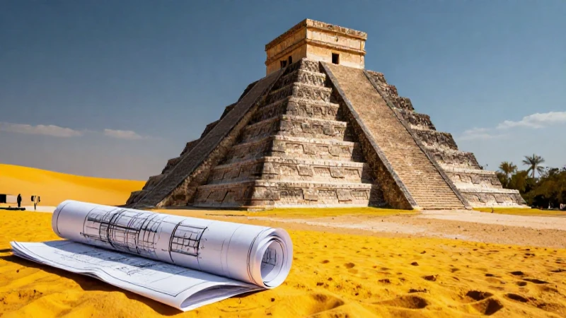 Piramides antiguas en desierto con estética académica moderna