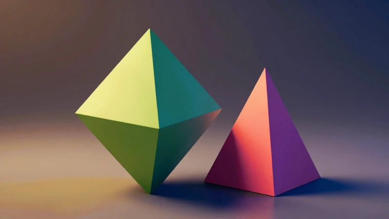 Prism y pirámide 3D en estilo profesional