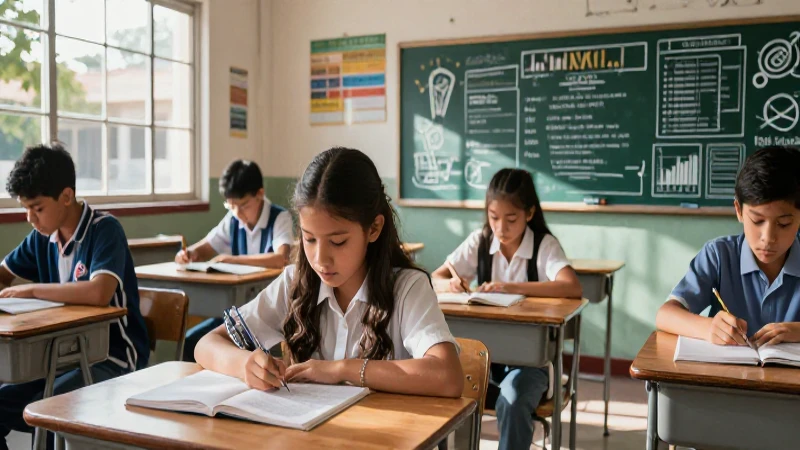Descarga el Plan de Estudios de la Nueva Escuela Mexicana en PDF 8 Aula mexicana estilizada con enfoque educativo dinámico