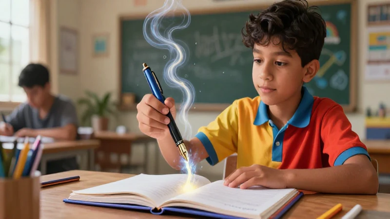 Estudiante mexicano creando con vibrante pluma y arte