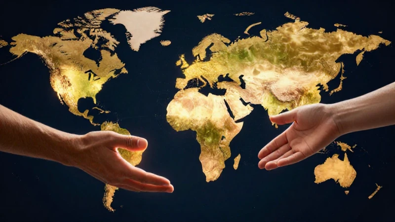 Mapa global con manos pidiendo ayuda