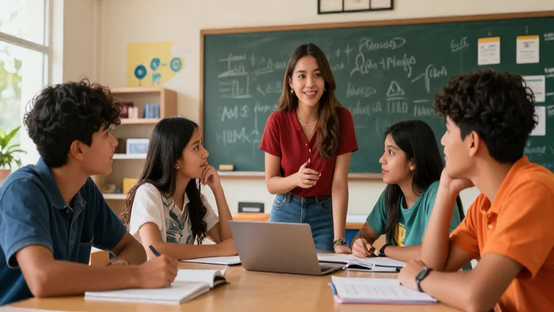 Transforma la educación con el Plan de la Nueva Escuela Mexicana en PDF 4 Estudiantes mexicanos colaboran en un aula moderna
