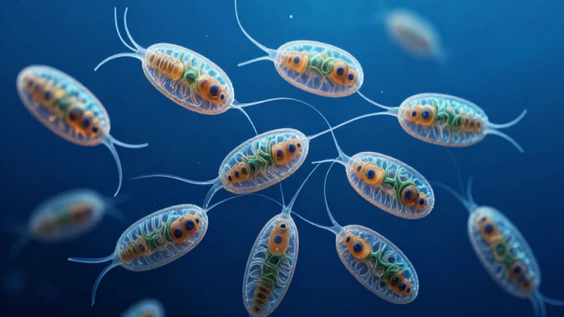 Microplástico en vibrante plancton marino