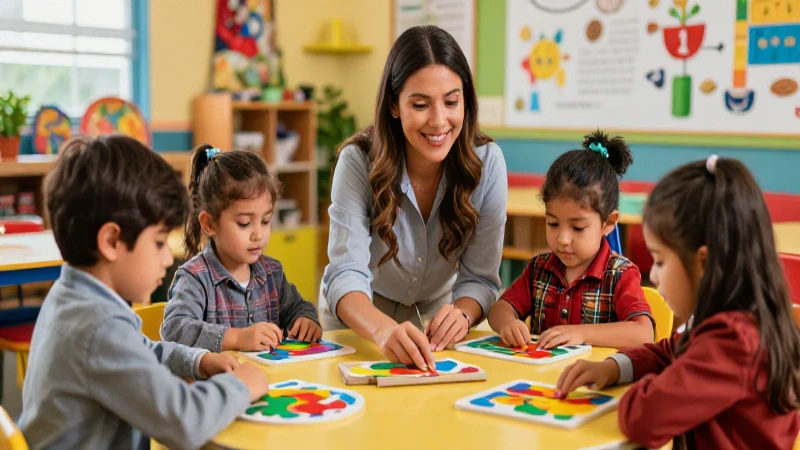 Maestra guiando aprendizaje en clase mexicana
