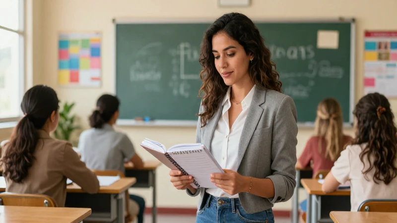Domina el tercer grado con estrategias de planificación efectiva: ¡Triunfa con estas tácticas infalibles! 6 Maestra profesional en aula moderna y vibrante
