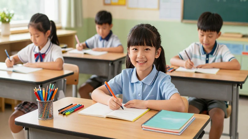 Domina el tercer grado con estrategias de planificación efectiva: ¡Triunfa con estas tácticas infalibles! 5 Estudiante feliz en aula hiperrealista detallada