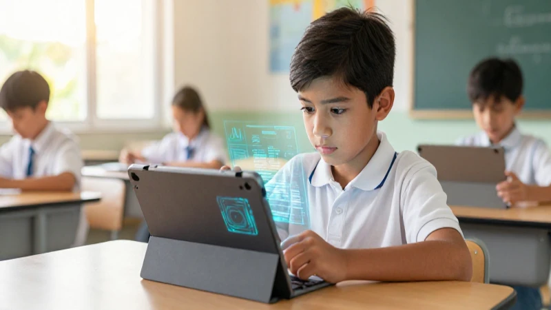 Estudiante mexicano aprende con tablet holográfica