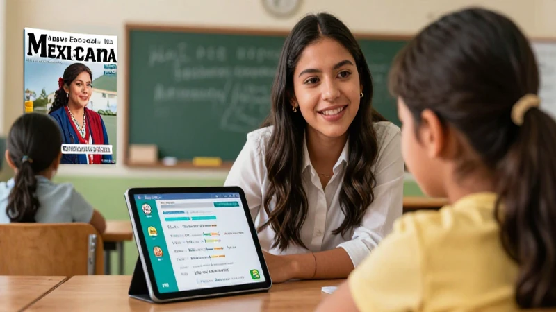 Aula mexicana moderna con educadora y alumna