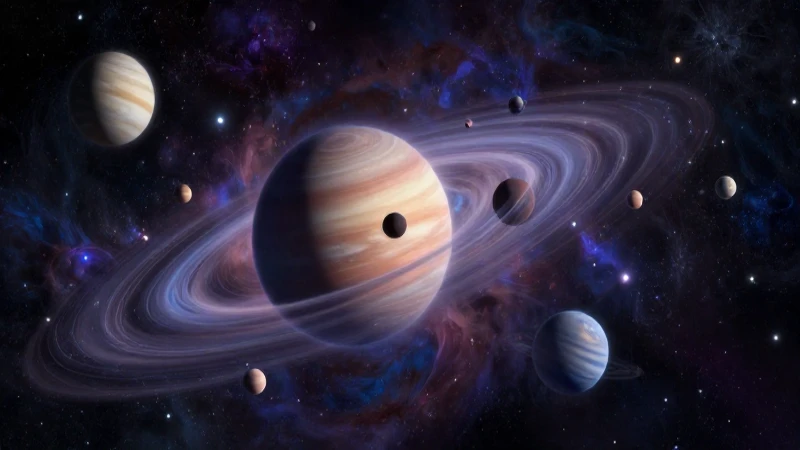 Ilustración de planetas enanos en el espacio