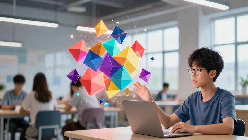 Descarga gratis el PDF de Plaza de las Matemáticas y mejora tus habilidades matemáticas 5 Estudiante enfocado rodeado de patrones geométricos dinámicos
