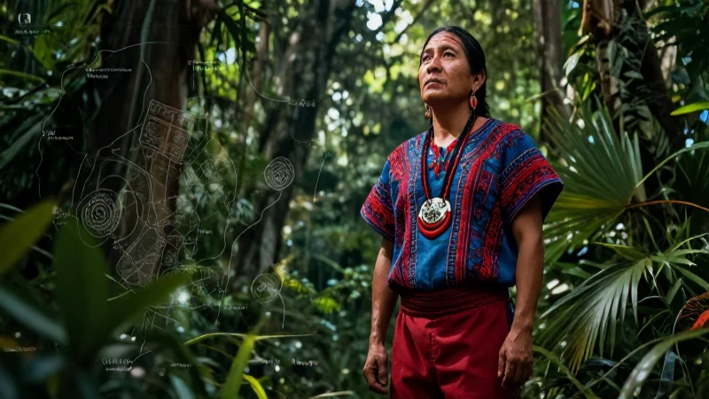 Poblamiento de América: Teorías y Resumen Históricos 6 Indígena valiente en selva mesoamericana