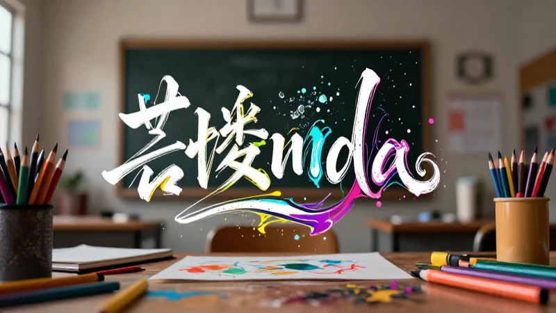 Caligrafía vibrante en un aula moderna y colorida