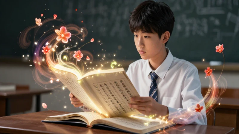 El arte de la poesía: Conoce el significado profundo de los poemas 3 Estudiante abre poesía antigua con arte vibrante