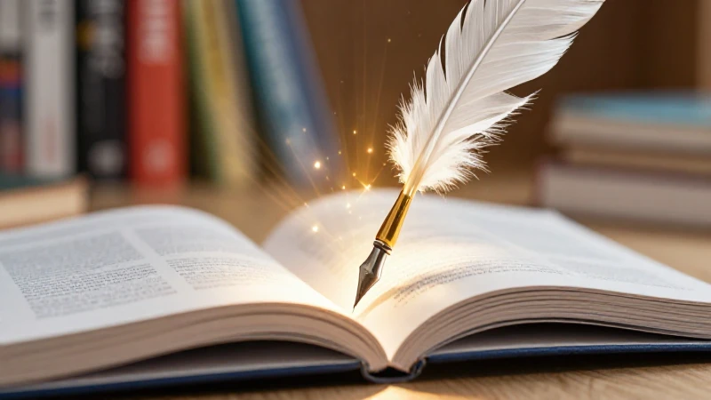 Libro mágico y pluma en diseño moderno