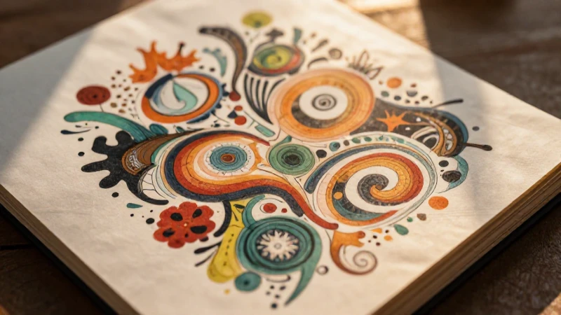 Cuaderno elegante con arte abstracto en luz dorada