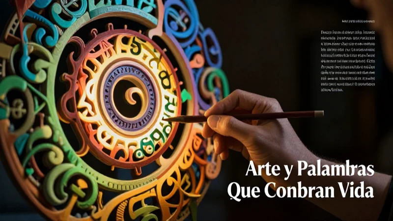 Arte caligráfico vibrante fusionando forma y palabras