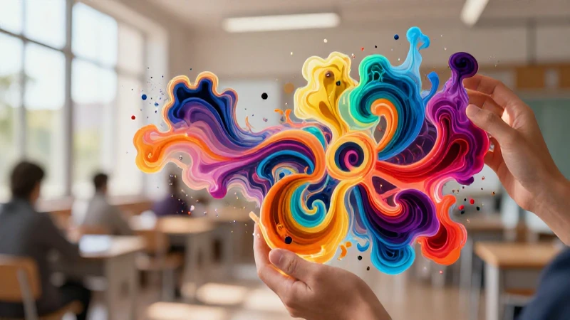 Manos crean caligramas abstractos dinámicos
