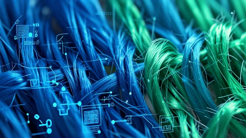 Fibras poliester detalladas con diseño científico futurista