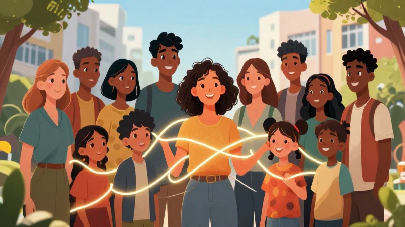 Ilustración digital de una familia diversa con raíces globales