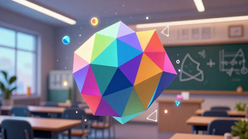 Polígono: Concepto, Nombres, Elementos y Tipos y Medidas 8 Polígonos geométricos vibrantes iluminan una moderna aula