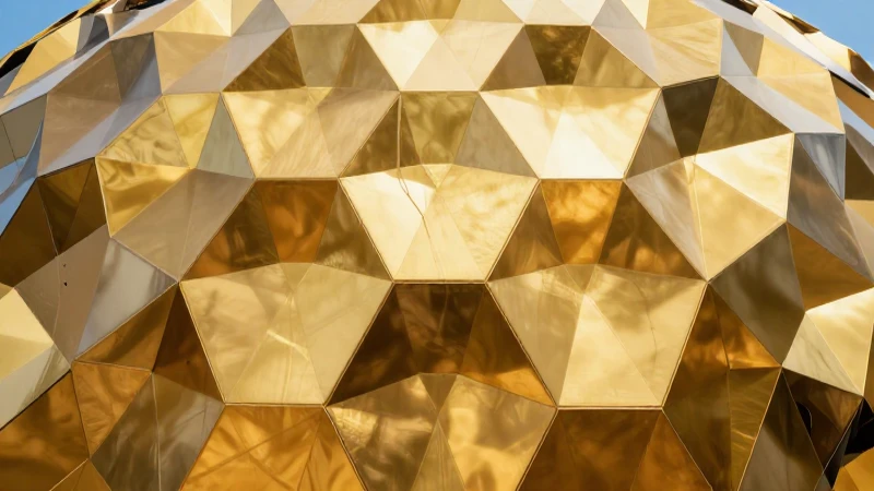 Guía completa: Propiedades y usos de polígonos regulares 4 Hexágonos dorados en arquitectura moderna
