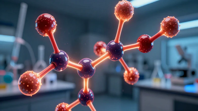 Polímero molecular vibrante en entorno de laboratorio científico