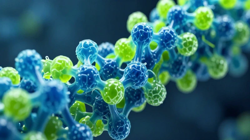 Polímero: Concepto, tipos, propiedades y características 5 Estructura molecular de polímero en azul vibrante