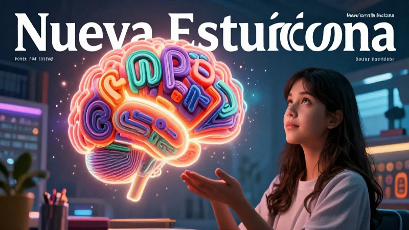 Estudiante confía al examinar cerebro abstracto