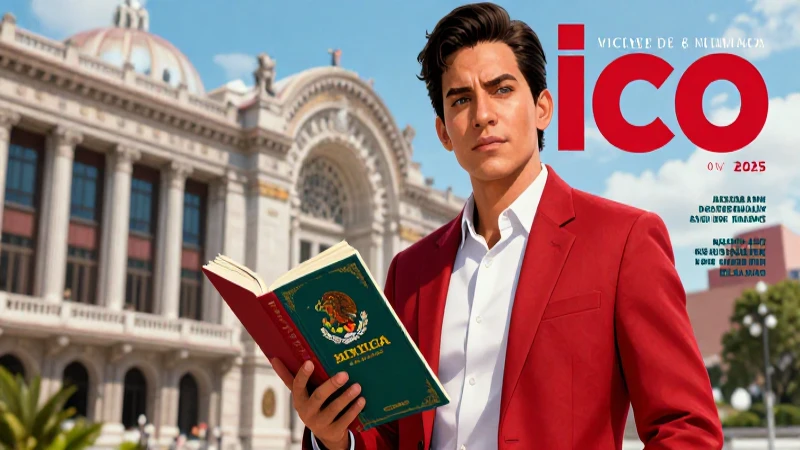 Actualidad política en México: Noticias y análisis para estar al día 3 Joven político mexicano ilustrado sostiene un libro
