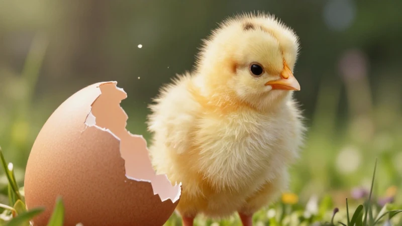 Gallina esponjosa emerge de cáscara en estilo educativo
