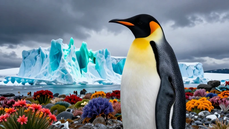 Pingüino emperador majestuoso en glaciar antártico