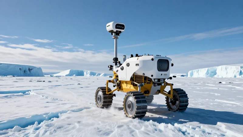 Explorador científico robótico en hielo antártico