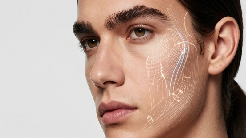 Retrato hiperrealista con diseño anatómico en alto contraste