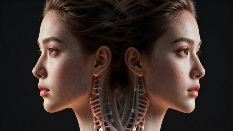 Perfil femenino fotorrealista con estructura detallada